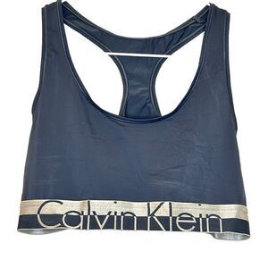 Calvin Klein Racerback Low Impact Modern Micro Bralette Slate Blue Silver Large